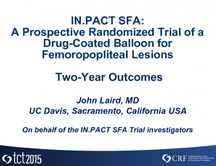 IN_PACT SFA: A Prospective Randomized Trial of a Drug-Coated Balloon for Femoropopliteal Lesions – Two-Year Outcomes