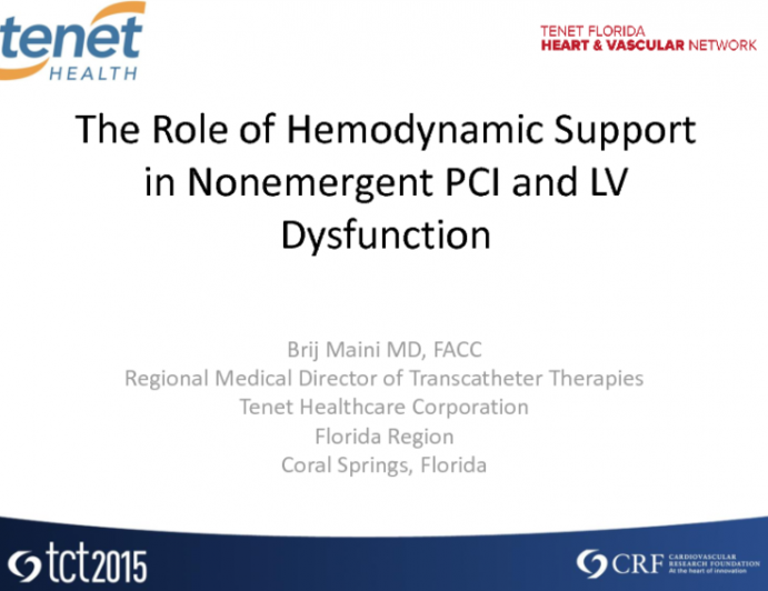 The Role of Hemodynamic Support in Nonemergent PCI and LV Dysfunction