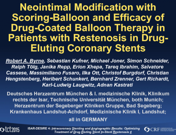 ISAR-DESIRE 4: A Prospective Randomized Trial of Plaque Modification With a Scoring Balloon During Drug-Coated Balloon Treatment of Coronary In-Stent Restenosis