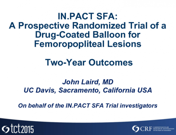 IN.PACT SFA: A Prospective Randomized Trial of a Drug-Coated Balloon for Femoropopliteal Lesions - Two-Year Outcomes