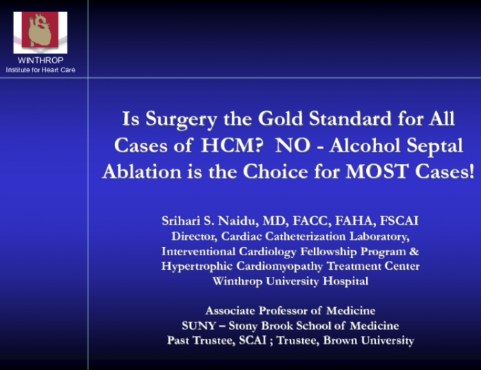 Alcohol Septal Ablation Is the Choice for Most Cases!