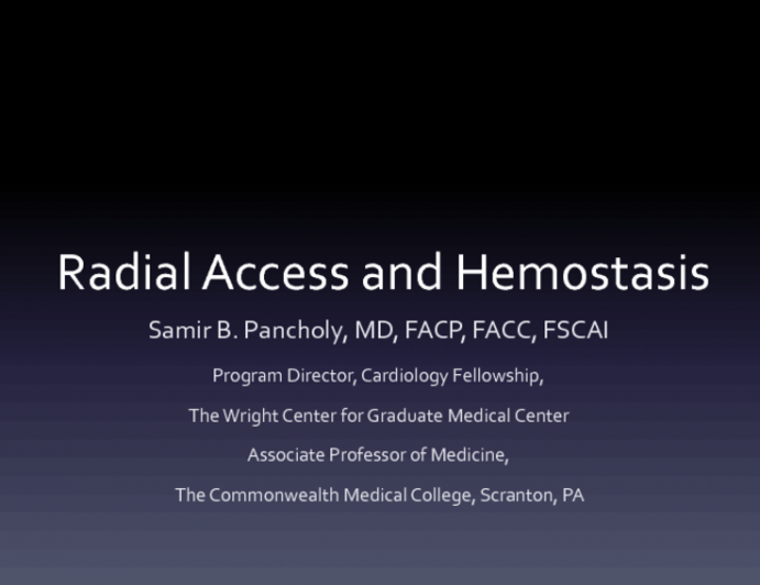 Radial Artery Access and Hemostasis