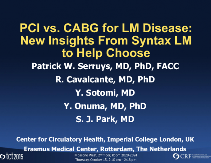 PCI vs CABG for LM Disease: New Insights From Syntax LM to Help Choose