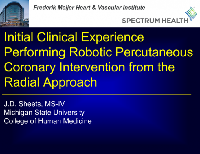 TCT 108: Initial Clinical Experience Performing Robotic Percutaneous Coronary Intervention From the Radial Approach