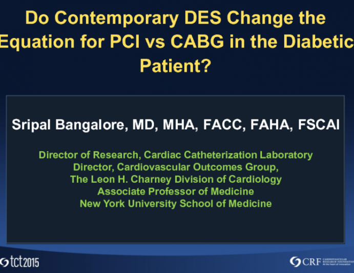 Do Contemporary DES Change the Equation for PCI vs CABG in the Diabetic Patient?