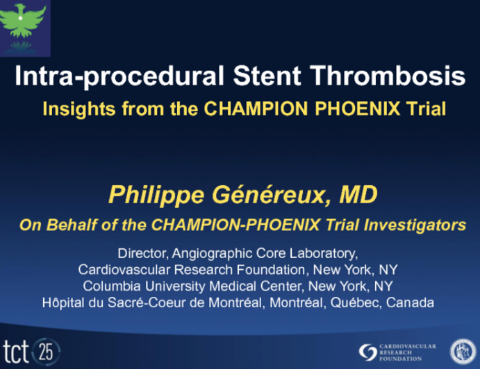 Cangrelor III: Effects on Intraprocedural and Postprocedural Stent Thrombosis