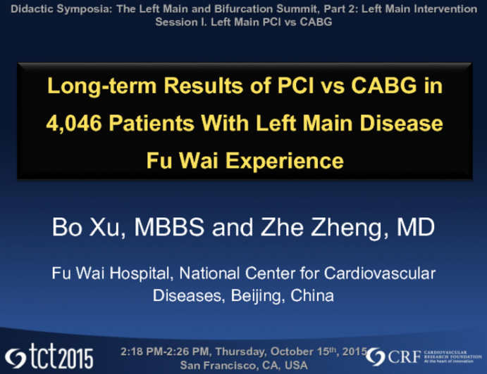 Long-term Results of PCI vs CABG in 4,046 Patients With Left Main Disease: Fu Wai Experience