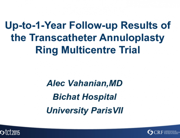 TCT 110: Up-to-1-Year Follow-up Results of the Transcatheter Annuloplasty Ring Multicentre Trial