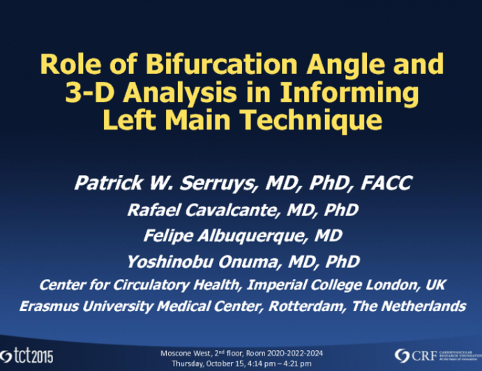 Role of the Bifurcation Angle and 3-D Analysis in Informing Left Main Technique