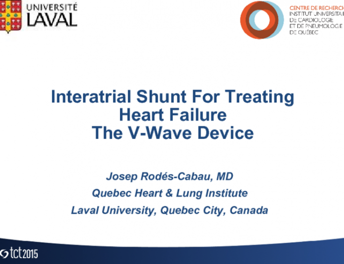 Interatrial Shunt For Treating Heart FailureThe V-Wave Device