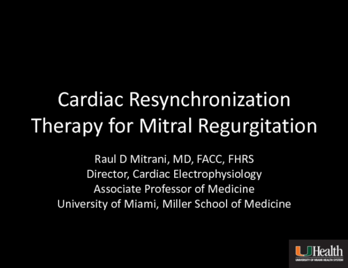 Cardiac Resynchronization Therapy for Mitral Regurgitation