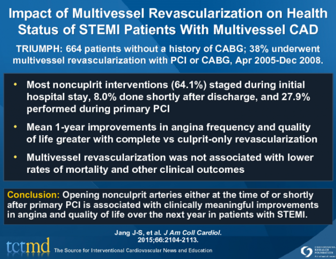 Impact of Multivessel Revascularization on Health Status of STEMI Patients With Multivessel CAD