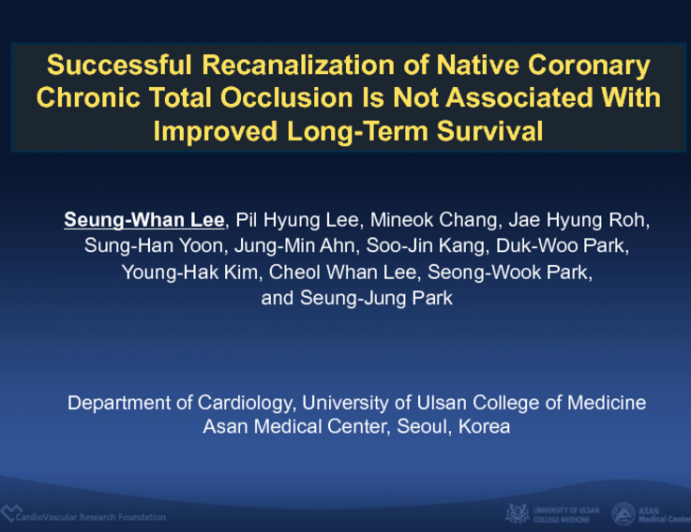 Successful Compared to Failed CTO-PCI: New Data From a Large Korean Registry