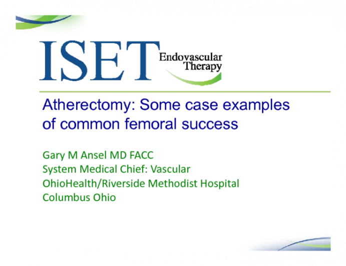 Atherectomy: Some Case Examples of Common Femoral Success