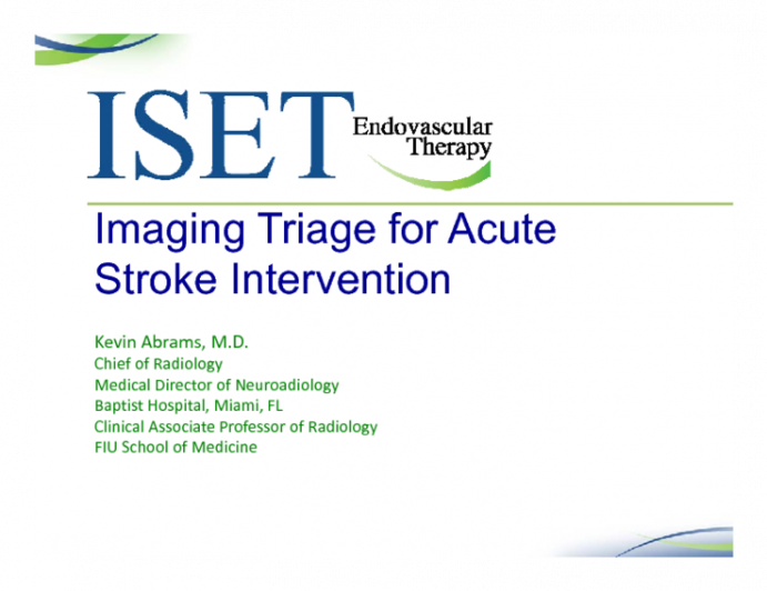 Imaging Triage for Acute Stroke Intervention