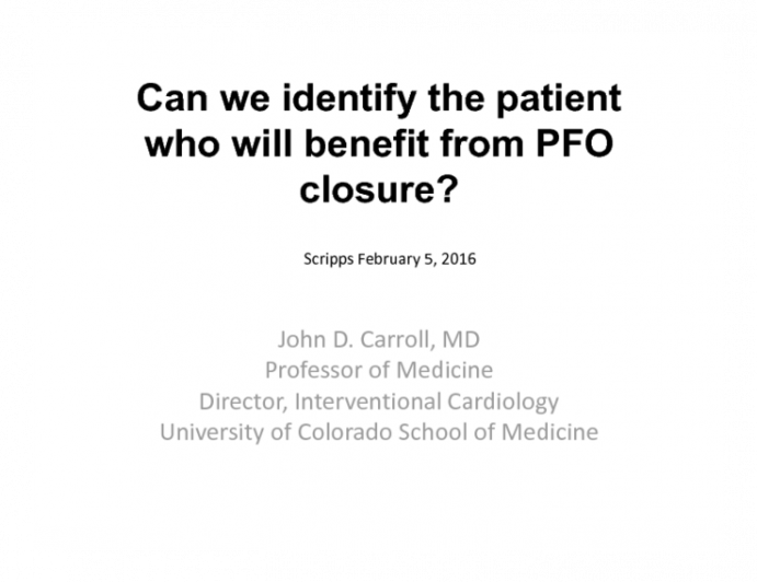 Can we identifiy the patient who will benefit from PFO closure?