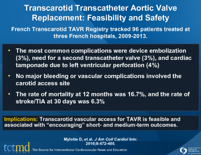 Transcarotid Transcatheter Aortic Valve Replacement: Feasibility and Safety