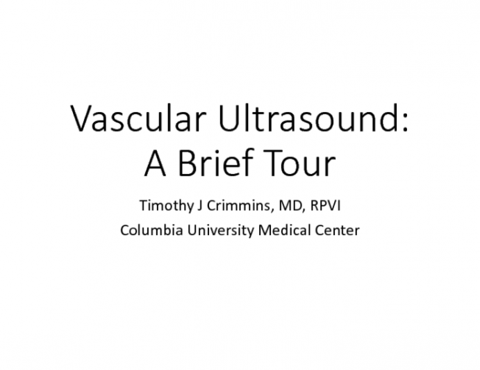 Vascular Ultrasound:A Brief Tour