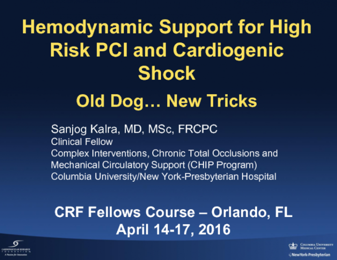 High-Risk PCI and Cardiogenic Shock: The Role of Hemodynamic Support