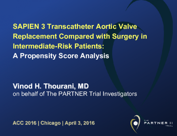 SAPIEN 3 Transcatheter Aortic Valve Replacement Compared with Surgery in Intermediate-Risk Patients: A Propensity Score Analysis 
