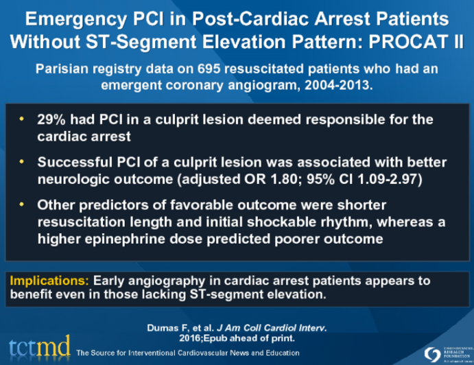 Emergency PCI In Post-Cardiac Arrest Patients Without ST-Segment ...