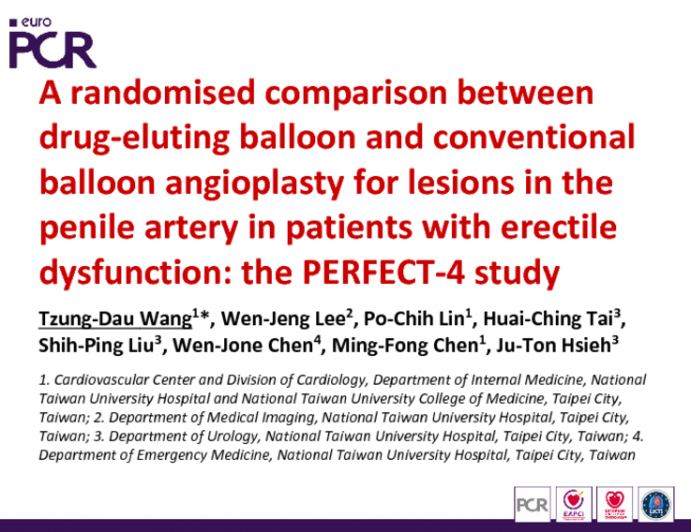 A Randomised Comparison Between Drug-Eluting Balloon and Conventional Balloon Angioplasty for Lesions in The Penile Artery in Patients With Erectile Dysfunction: The PEFECT-4 Study