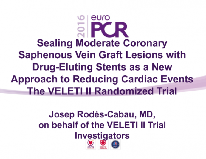 Sealing Moderate Coronary Saphenous Vein Graft Lesions with Drug-Eluting Stents as a New Approach to Reducing Cardiac Events The VELETI II Randomized Trial