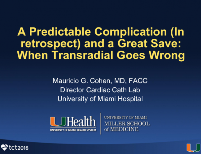 A Predictable Complication (In retrospect) and A Great Save: When Transradial Goes Wrong