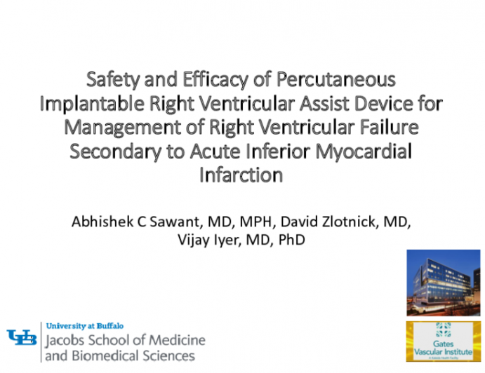 TCT 1129: Safety and Efficacy of Percutaneous Implantable Right Ventricular Assist Device for Management of Right Ventricular Failure Secondary to Acute Inferior Myocardial Infarction