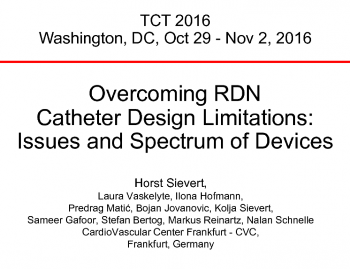 Overcoming RDN Catheter Design Limitations: Issues and Spectrum of Devices