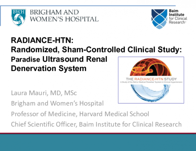 Device Overview and Ongoing Study Design: Recor RADIANCE HTN Study