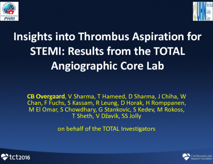 New Insights Into Thrombus Aspiration for STEMI: Results From the TOTAL Angiographic Core Lab