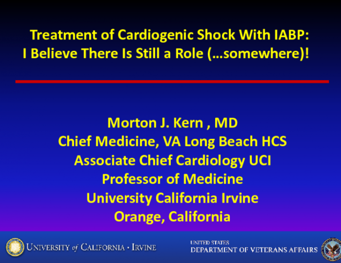 Treatment of Cardiogenic Shock With IABP: I Believe There Is Still a Role!