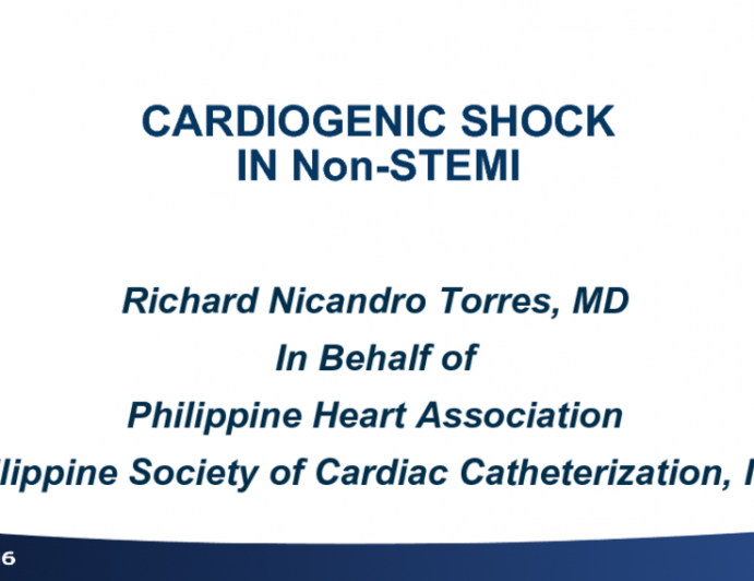 Philippines Presents a Case: Cardiogenic Shock in Non-STEMI