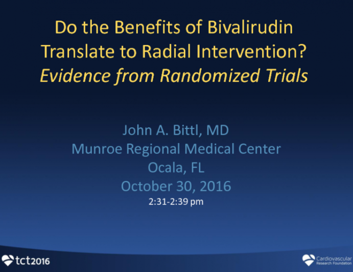 Do the Benefits of Bivalirudin Translate to Radial Intervention? Evidence From Randomized Trials