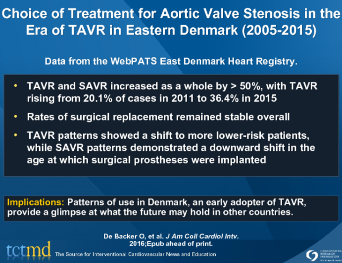 Choice of Treatment for Aortic Valve Stenosis in the Era of TAVR in Eastern Denmark (2005-2015)
