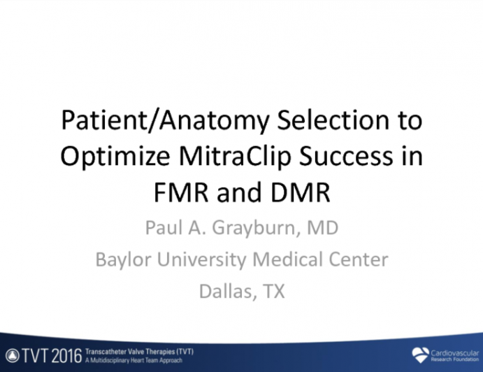 Patient/Anatomy Selection to Optimize MitraClip Success in FMR and DMR