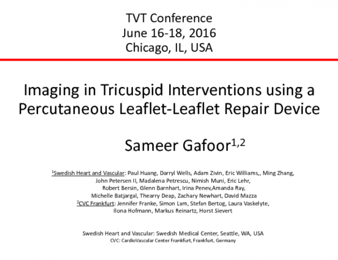 TVT 1160: Imaging Support for Tricuspid Repair With the MitraClip Device