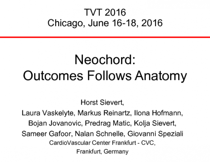 Neochord: Outcomes Follow Anatomy