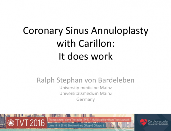 Coronary Sinus Annuloplasty With Carillon: It Does Work