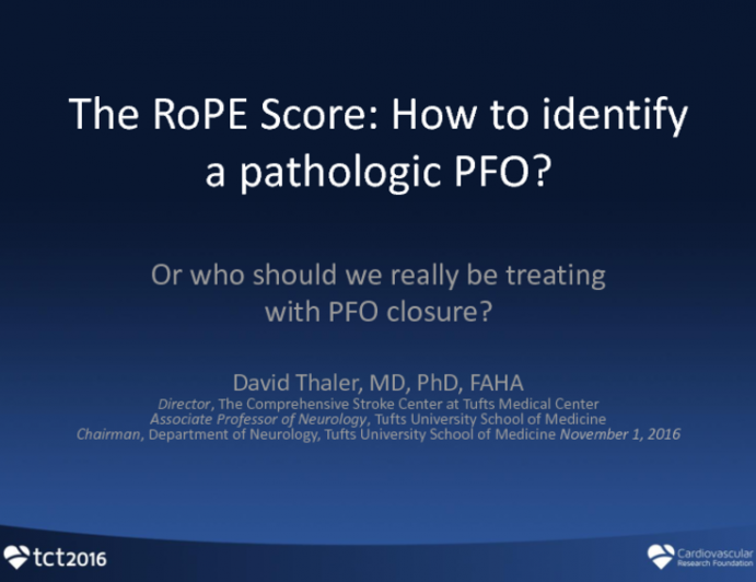 The RoPE Score: How to select pathologic PFO?
