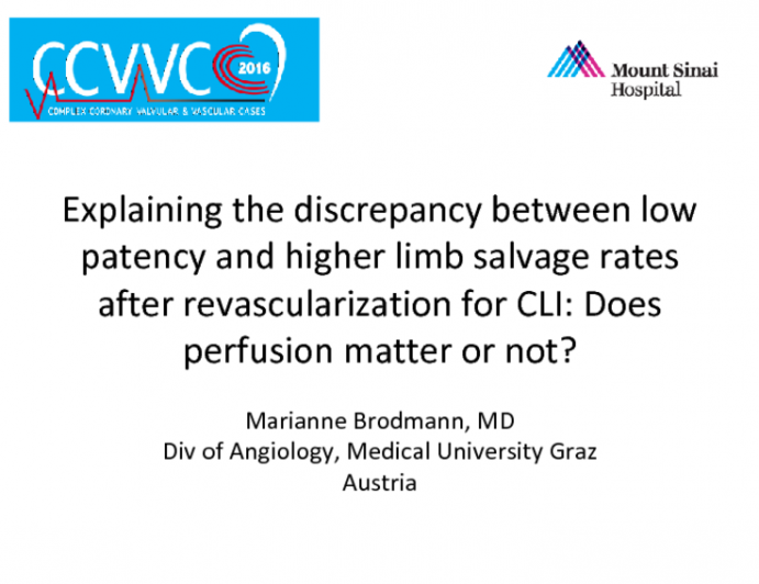 Explaining the discrepancy between low patency and higher limb salvage rates after revascularization for CLI: Does perfusion matter or not?