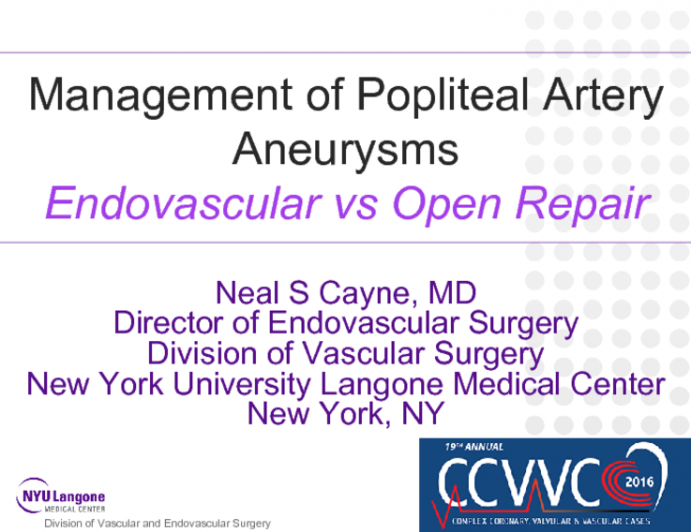 Management of Popliteal Artery Aneurysms Endovascular vs Open Repair