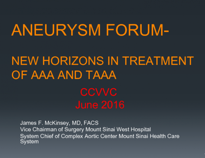 New Horizons In Treatment Of AAA and TAAA