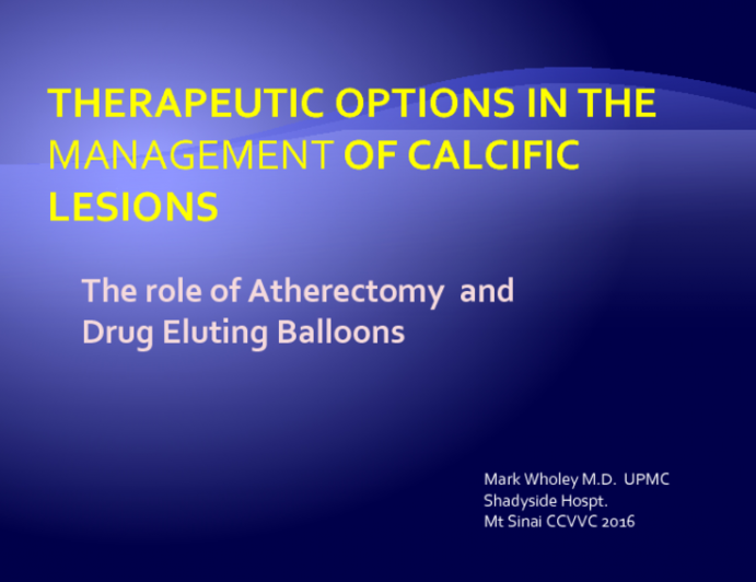 The role of Atherectomy and Drug Eluting Balloons