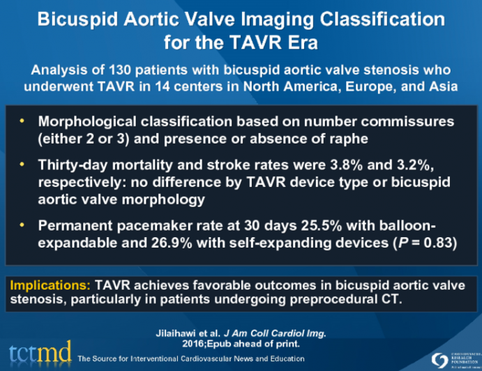 Bicuspid Aortic Valve Imaging Classificationfor the TAVR Era
