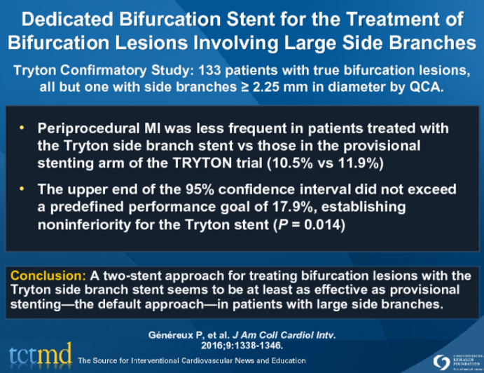 Dedicated Bifurcation Stent for the Treatment of Bifurcation Lesions Involving Large Side Branches