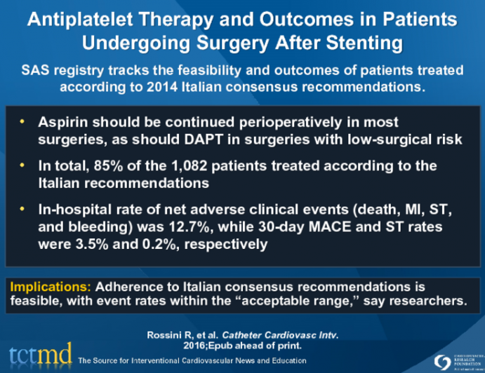 Antiplatelet Therapy and Outcomes in Patients Undergoing Surgery After Stenting