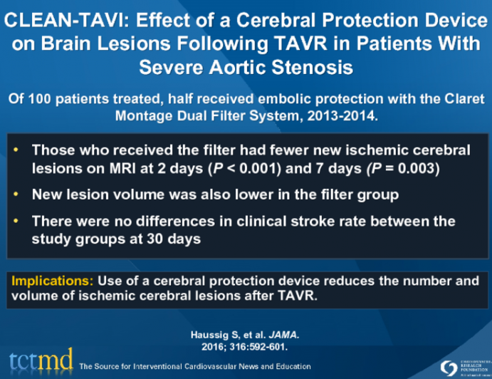 CLEAN-TAVI: Effect of a Cerebral Protection Device on Brain Lesions Following TAVR in Patients With Severe Aortic Stenosis