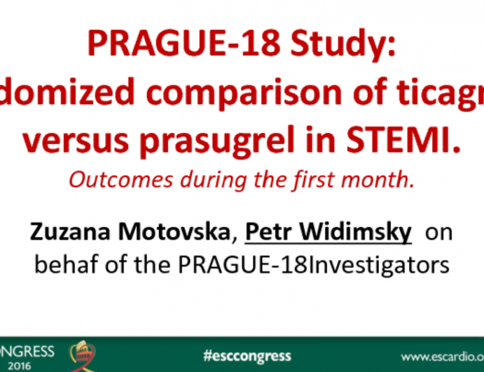 PRAGUE-18 Study: Randomized Comparison Of Ticagrelor Versus Prasugrel In STEMI
